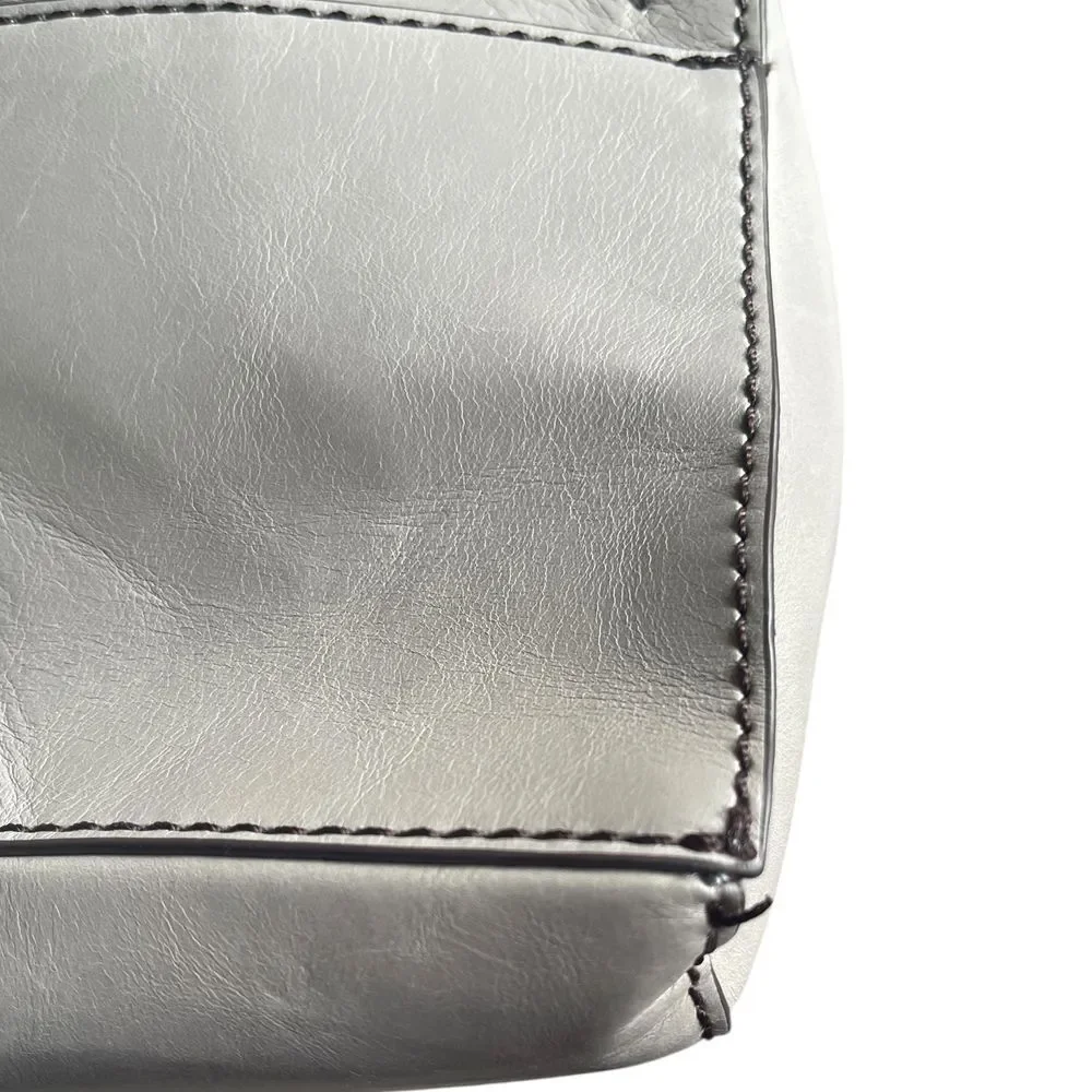 Hobo Elan Small Grey Crossbody  Bag With Brass Circle Hardware‎